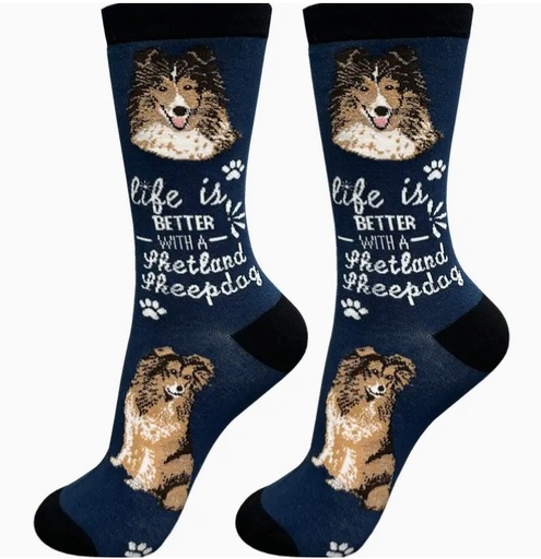 [840-37] Sheltie socks, life is better