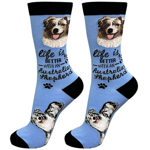 [840-53] Australian Shepherd  socks, life is better