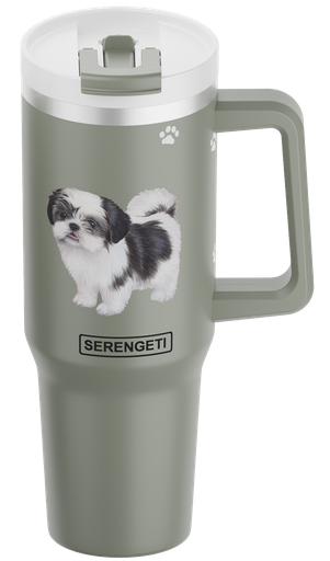 [782-87b] Shih Tzu, black Mug, 40 ounce
