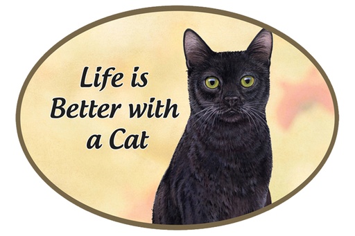 [1002-5] Black Cat car magnets, oval