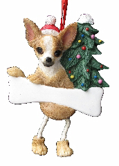 [35356-10] Chihuahua, tan and white Dangling Dog Ornament