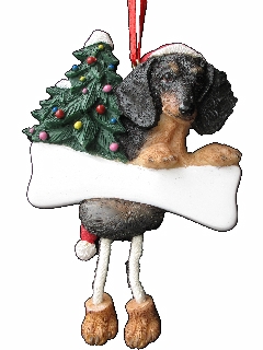 [35356-14] Dachshund, black Dangling Dog ornament