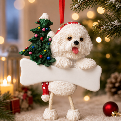 [35356-4] Bichon Frise Dangling Dog Ornament