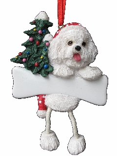 [35356-4] Bichon Frise Dangling Dog Ornament