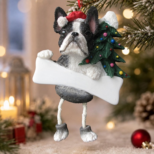 [35356-76] Boston Terrier Dangling Dog Ornament