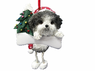 [35356-87b] Shih Tzu, black puppy cut Dangling Dog Ornament