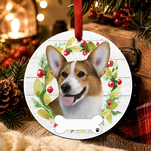[550-100] Welsh Corgi ornament, ceramic wreath