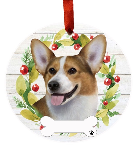 [550-100] Welsh Corgi ornament, ceramic wreath