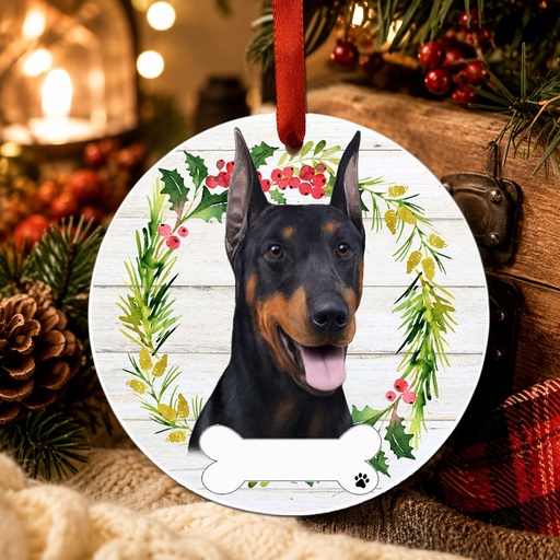 [550-101] Doberman ornament, ceramic wreath