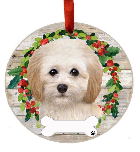 [550-123] Cockapoo ornament, ceramic wreath