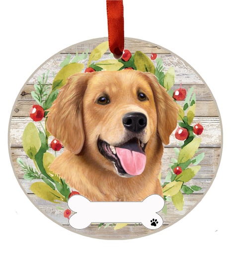 [550-15] Golden Retriever ornament, ceramic wreath
