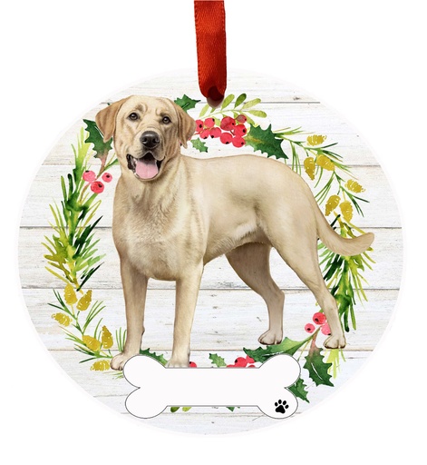 [550-20FB] Labrador, yellow, FB ornament, ceramic wreath