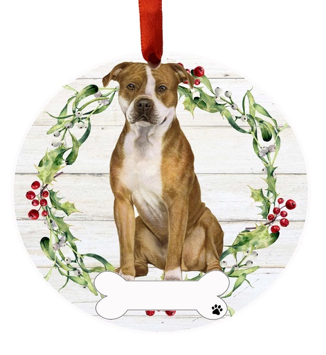 [550-26FB] Pit Bull, FB ornament, ceramic wreath