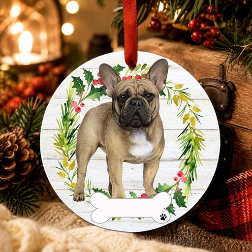 [550-65FB] French Bulldog FB ornament, ceramic wreath