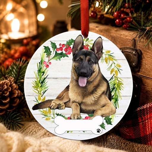 [550-75FB] German Shepherd FB ornament, ceramic wreath