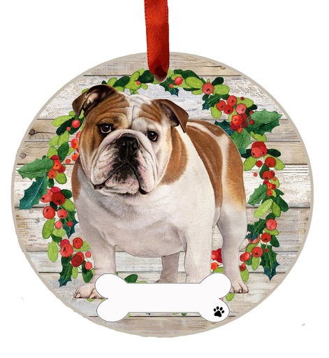 [550-8FB] Bulldog, FB ornament, ceramic wreath