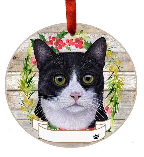 [551-3] Black and White Cat ornament, ceramic wreath