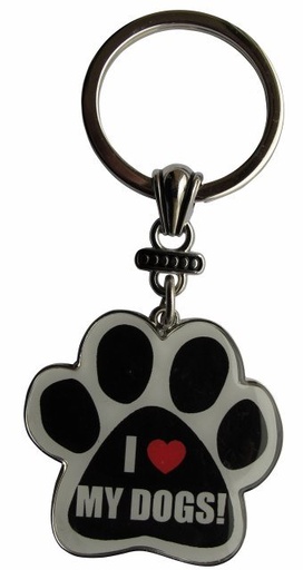 [KC-213] I love my Dogs! Keychains, paw shaped