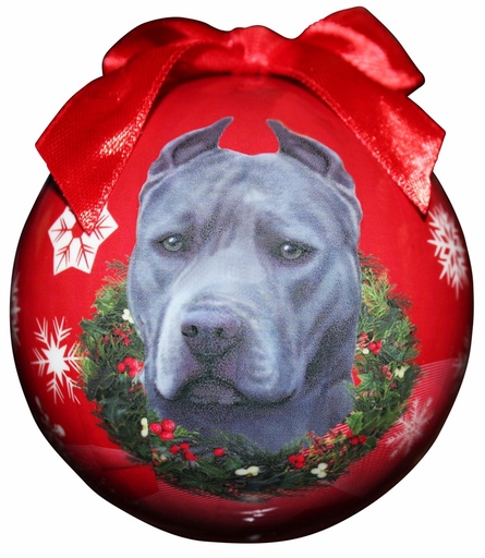 [CBO-26b] Pit Bull, blue Ornaments, Christmas Ball