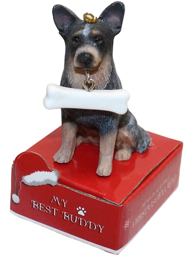 [900-90] Australian Cattle Dog Ornament statue with bone