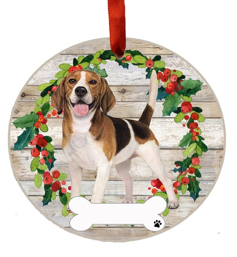 [550-3FB] Beagle FB ornament, ceramic wreath