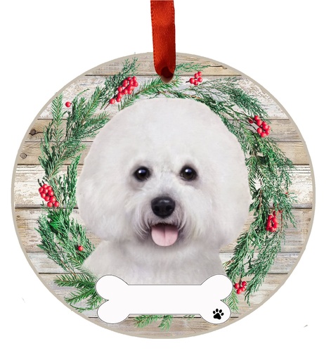 [550-4] Bichon Frise ornament, ceramic wreath