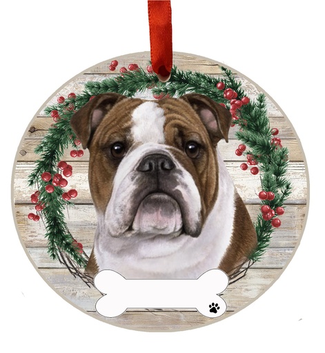 [550-8] Bulldog ornament, ceramic wreath
