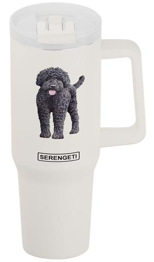 [782-121a] Labradoodle, black Mug, 40 ounce