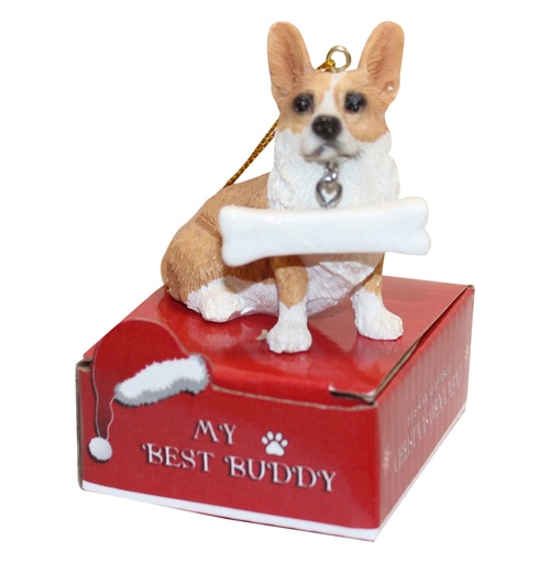 [900-100] Welsh Corgi  Ornament statue with bone