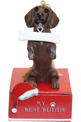 [900-13] Dachshund, red Ornament statue with bone