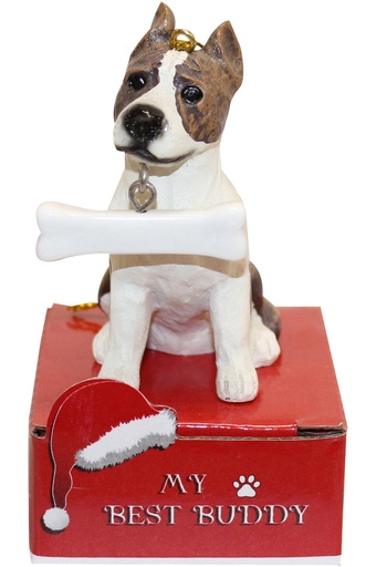 [900-26] Pit Bull Ornament statue with bone