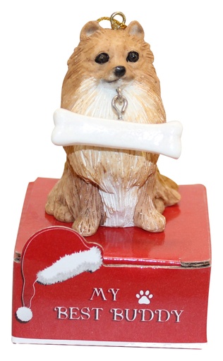[900-27] Pomeranian  Ornament statue with bone