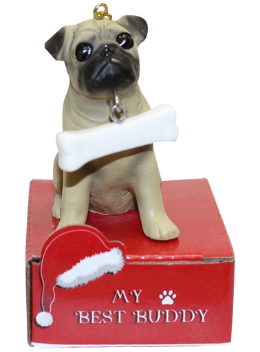 [900-31] Pug  Ornament statue with bone