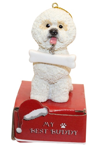 [900-4] Bichon Frise  Ornament statue with bone
