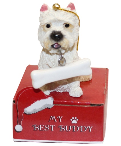 [900-45] Westie  Ornament statue with bone
