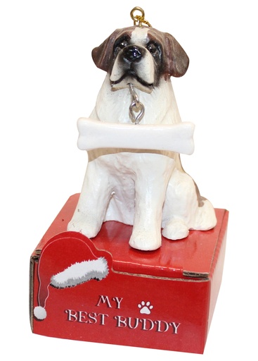 [900-50] Saint Bernard Ornament statue with bone