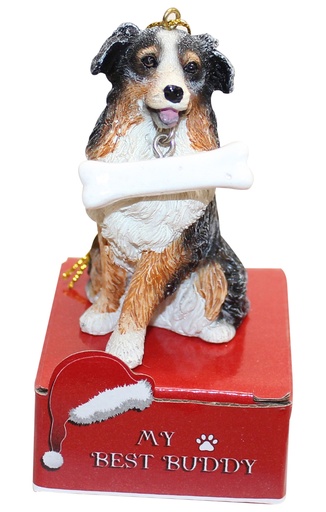 [900-53] Australian Shepherd  Ornament statue with bone