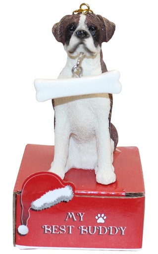 [900-6] Boxer, uncropped Ornament statue with bone