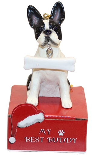 [900-76] Boston Terrier  Ornament statue with bone