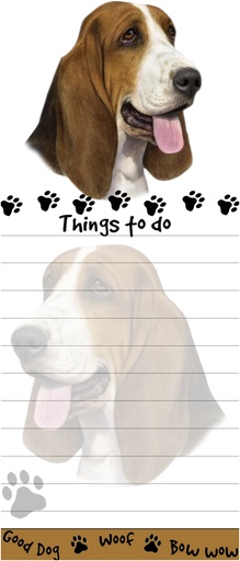 [400-2] Basset Hound Notepads, Magnetic Tall Die-Cut