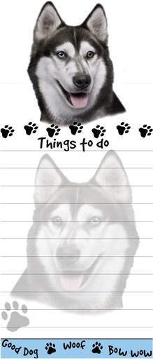 [400-40] Siberian Husky  Notepads, Magnetic Tall Die-Cut