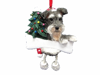 [35356-105] Schnauzer, uncropped Dangling Dog Ornament
