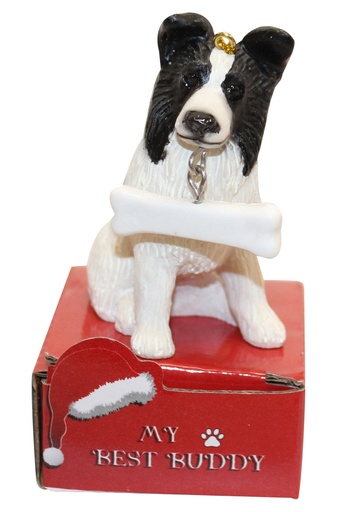 [900-5] Border Collie  Ornament statue with bone