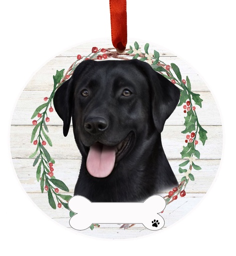 [550-21] Labrador, black ornament, ceramic wreath