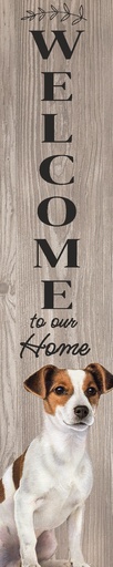 [520-17] Jack Russell Terrier porch, welcome sign