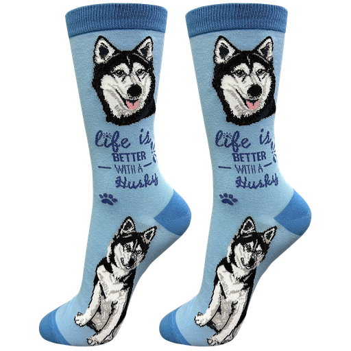 [840-40] Siberian Husky  socks, life is better