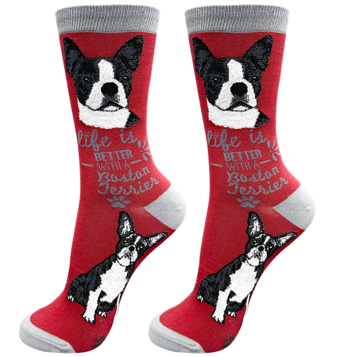 [840-76] Boston Terrier  socks, life is better