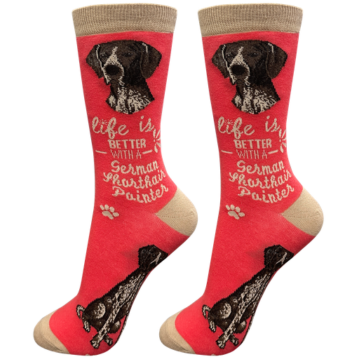 [840-83] German Shorthaired Pointer socks, life is better