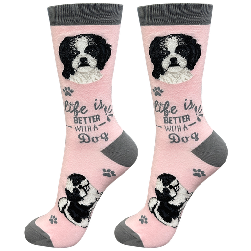 [840-87b] Shih Tzu, black socks, life is better