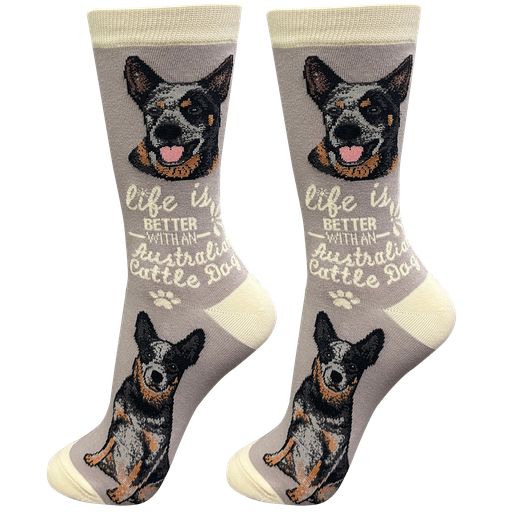 [840-90] Australian Cattle Dog socks, life is better